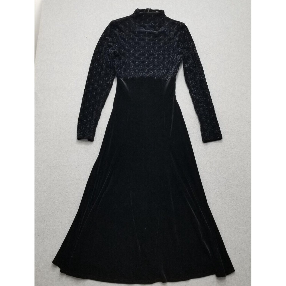 Casadei Dress Womens Small Black Embroidered Floral Velour‎ Zip Mock Neck